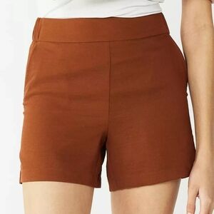 Nine West Soft Shorts Womens Large Burnt Orange Brown Mid Rise